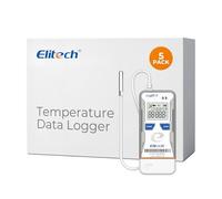 Elitech Registratore Dati Digitale USB con Dati Ombreggiati 32000 Punti, Report PDF&CSV, per Windows e MacOS, Termometro per Frigorifero LogEt5TE 5PACK