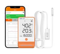 Elitech Registratore di Temperatura Bluetooth 1 Sensore di Gel e 1 Sonda TH con Shadow Data, Rapporto PDF CSV 100.000 Punti, Certificato di Calibrazione per Frigo Farmacia, GSP-6Pro GLE+THE