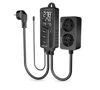 Elitech Termostato e Igrostato Digitale 2 in 1 - Doppia Uscita Precablata con Sonda di Temperatura e Umidità - Controllore per Terrario Homebrew Fermentazione Rettili, STC-1000PROTH 220V 10A