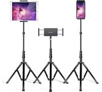elitehood Supporto Tablet in Alluminio, Supporto da Pavimento iPad Pieghevole - 65" Regolabile in Altezza, Porta Tablet Treppiede per iPad Pro 12.9, Pad Air, Mini 2 3 4, iPhone e Tablet da 4.7-13"