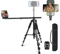 Elitehood Treppiede per iPhone per registrazione video in testa [resistente e ultra stabile], braccio allungabile orizzontale lungo 64 m, rotazione a 360°, treppiede per iPhone con telecomando,