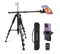 Elitehood Treppiede sopraelevato ultra stabile per iPhone, treppiede in alluminio resistente e braccio orizzontale lungo da 25 pollici, supporto per telefono alto per registrazione, supporto per