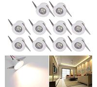 Elitlife Mini faretto da incasso a LED, 10 x 1 W, con trasformatore, sistema a incastro, faretto da incasso (bianco freddo rotondo) [classe energetica A+++] (stile 3, bianco caldo)