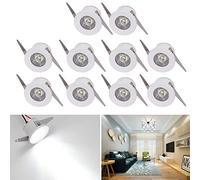 Elitlife Mini faretto da incasso a LED, 10 x 1 W, con trasformatore, sistema a incastro, mini faretti da incasso a LED (stile 3, bianco freddo)