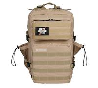 ELITRAINX - Zaino tattico idrorepellente da 45 l, per sport, cabina aereo, palestra, scomparto per computer, personalizzabile, tessuto Oxford 1000D, Crema Cachi