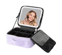 Elitzia Borsa per il trucco con specchio a LED staccabile e portatile piccola borsa cosmetica da viaggio per le donne Modalità 3 luci Ricaricabile Batteria 2000mAh Custodia per trucco Organizer ET1060