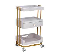 Elitzia Carrello per estetista con telaio in metallo con ruote per salone di bellezza, estetista, attrezzature, carrello a 3 livelli con cassetti, carrello di bellezza ETDCART1 (telaio opaco)