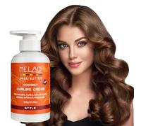 Elitzia Crema per capelli ondulati, leggera, anti-crespo, olio di cocco e burro di karitè, idratante, morbida, cura, rimbalzo, ricci, condizionamento, lozione per lo styling, 300 g