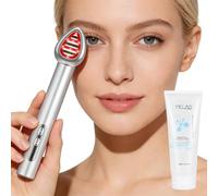 Elitzia ETKS228 - Massaggiatore per occhi con testa girevole a 180°, 7 colori, per terapia della luce a LED a microcorrente e riscaldata, con infusore di nutrienti per occhi, labbra, viso, collo