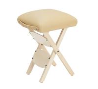 Elitzia Sgabello da massaggio portatile, comodo, pieghevole, in legno, per terapisti, extra largo, in pelle PVC, cuscino spesso, per saloni di casa, ETMS03E (beige)