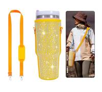 ELIUNG Borsa porta bottiglia d'acqua con strass scintillanti, con cinghia, per bicchiere Stanley da 1,18 l, con manico, portabicchieri con strass e cinghia, per accessori Stanley Cup da 1,18 ml