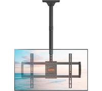 ELIVED Supporto da soffitto per TV per la maggior parte dei televisori da 37 - 75 pollici, piatto e curvo fino a 50 kg, max. VESA 600 x 400 mm, altezza regolabile per tetto piatto o tetto inclinato,