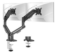 ELIVED Supporto per monitor 2 monitor per schermi da 17 a 34 pollici, supporto per schermo da 2 a 12 kg, monitor con VESA 75/100 mm, altezza regolabile, supporto per monitor con girevole, grigio