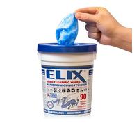 ELIX Salviette per la Pulizia delle Mani - 90pz in Secchio Stabile - Lato Abrasivo e Liscio - Grande 31 * 27cm - Salviettine Umidificate - Rimuovono Grasso, Oli, Adesivi, Catrami, Inchiostri e Cere