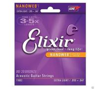 Elixir 11002 80/20 Bronze Muta Corde per chitarra acustica scalatura 10-47 Extr
