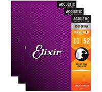 Elixir 11027 Acoustic 80/20 Nano Custom Light 11-52 (confezione da 3)