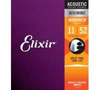 ELIXIR 11027 NANOWEB CUSTOM LIGHT CORDIERA PER CHITARRA ACUSTICA 80/20 BRONZE WOUND CUSTOM LIGHT - 011/052