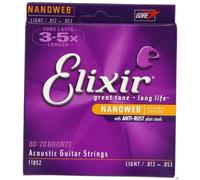Elixir 11052 80/20 Bronze Muta Corde per chitarra acustica scalatura 12-53 Light