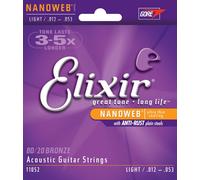 Elixir 11052 Nanoweb Set 6 Corde x Chitarra Acustica Bronze Light 012-053
