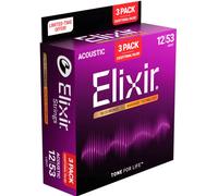 ELIXIR 12/53 NANOWEB LIGHT PACK 3 MUTE PER CHITARRA ACUSTICA 12/53 80/20 BRONZE