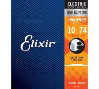 Elixir 12062 Nanoweb Light 010/074 Muta 8 Corde per Chitarra Elettrica Nicke...