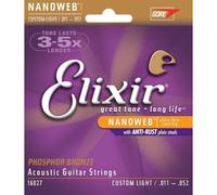 Elixir 16027 Phosphor Bronze Muta Corde per chitarra acustica scalatura 11-52 Cu