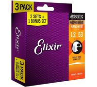 ELIXIR 16545 Nanoweb 16052 Light Acoustic Phosphor Bronze (3 pack) 12/53