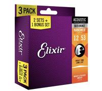 Elixir 3 x 2 Pack Acoustic Bronze Nanoweb 12-53 ligh