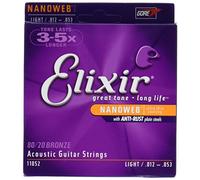 Elixir - Corde per chitarra acustica Nanoweb light in confezione da 2