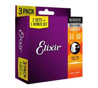 Elixir set corde chitarra acustica 3X2 Pack 11027 Nanoverb 80/20 Bronze 011/052