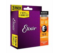 Elixir set corde chitarra acustica 3X2 Pack 11052 Nanoweb 80/20 Bronze 012/053