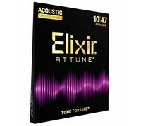 Elixir Strings, corde per chitarra acustica ATTUNE, Phosphor Bronze, suono nitido e chiaro di lunga durata con sensazione naturale, set da 6 corde, Extra Light 10-47