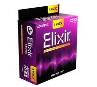 Elixir Strings Corde per chitarra acustica in bronzo fosforoso con tecnologia NANOWEB, leggere (.012-.053) - Confezione esclusiva Amazon da 4