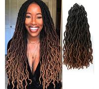 Eliza Wavy Gypsy Locs Ombre Crochet Hair 18" 8Packs/Lot Goddess Locs 100% Kanekalon Fiber Faux Locs African Roots Dreadlocs Synthetic Braiding Hair Extensions for Black Women(18",OM3T430)