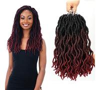 Eliza Wavy Gypsy Locs Ombre Crochet Hair 8Packs/Lot Goddess Locs 100% Kanekalon Fiber Faux Locs African Roots Dreadlocs Synthetic Braiding Hair Extensions for Black Women (14", OT99J)