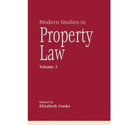 Elizabeth Cooke Modern Studies in Property Law - Volume 3 (Copertina rigida)