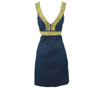 Elizabeth McKay Navy Rivetto Dettagliato Impero Girovita Virginia Abito 5062 Nwt