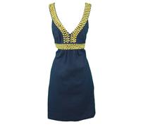 Elizabeth McKay Navy Rivetto Dettagliato Vita Stile Impero Virginia Abito 5062