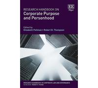Elizabeth Pollm Research Handbook on Corporate Purpose and Pe (Copertina rigida)