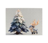 Elk By The Tree - Puzzle orizzontale in legno, 500 pezzi, sviluppa abilità pratiche per rilassarsi e interagire genitore-figlio