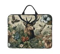 Elk-Forest-Flowers - Custodia per computer portatile da 14 pollici, con chiusura a cerniera