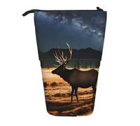 Elk in the Meadow - Astuccio espandibile per matite, in tessuto Oxford multi-design, altezza regolabile, trousse multiuso per cosmetici