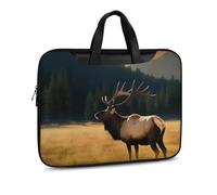 Elk in the Meadow Borsa a tracolla in pelle stampata per uomo donna borsa da viaggio Business Office Hangbag Laptop Pack Crossbody, Stile nero, 42x30.5cm