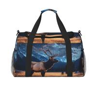 Elk in The Meadow - Borsone da viaggio impermeabile, compatto, per sport, palestra e fine settimana, per uomini e donne