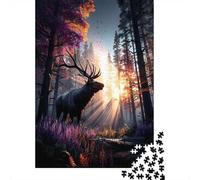 Elk Passing through The Forestaa in The Morning Light Puzzle 1000Pcs Decorazione Per La Casa. Rilassamento E Intelligence Per Adulti E Bambini Da 14 Anni 70x50cm/1000pcs