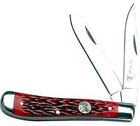 Elk Ridge Coltello Tascabile Hunter Genuine Rosso - Manico, Lunghezza Chiusa cm: 9,0 osseo, elkr - 1116