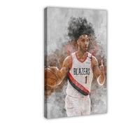 ELKPDOE Evan Turner, poster su tela con motivo pallacanestro, decorazione artistica da parete, per soggiorno e camera da letto, con cornice, 50 x 75 cm