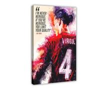 ELKPDOE Poster su tela con citazioni motivazionali di Big Virgil Van Dijk, decorazione artistica da parete per soggiorno e camera da letto, con cornice, 50 x 75 cm