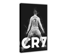 ELKPDOE Poster su tela di Cristiano Ronaldo, decorazione artistica per camera da letto, ufficio, camera da letto, regalo, cornice 50 x 75 cm