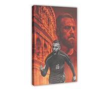 ELKPDOE Poster su tela di Daniele De Rossi a tema calcio, decorazione artistica da parete per soggiorno, camera da letto, decorazione, cornice, 30 x 45 cm